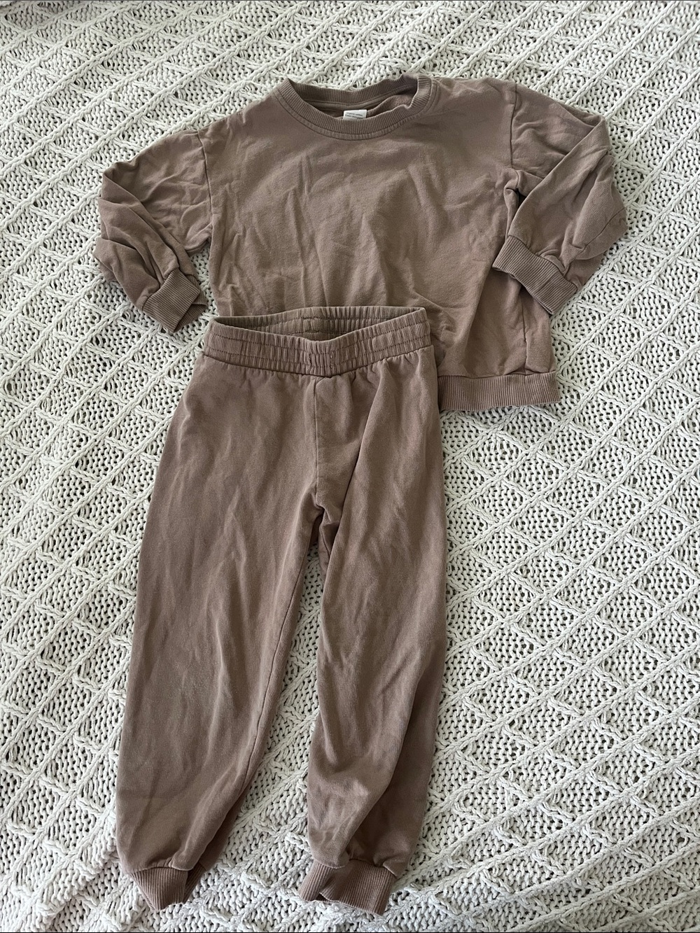 H&M Kids Sweatshirt & Jogger Set - Taupe Brown